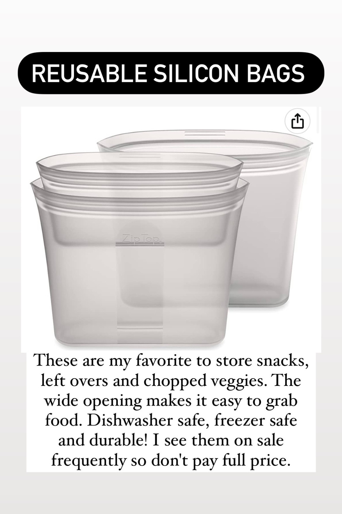 Reusable silicon bags for food storage and meal prep 

#LTKunder50 #LTKhome #LTKFind