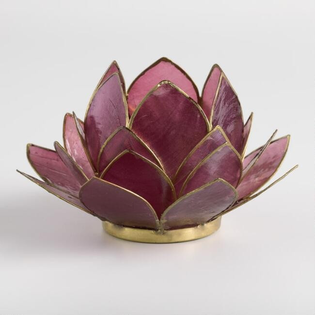 27 Petal Lotus Capiz Tealight Candleholder | World Market