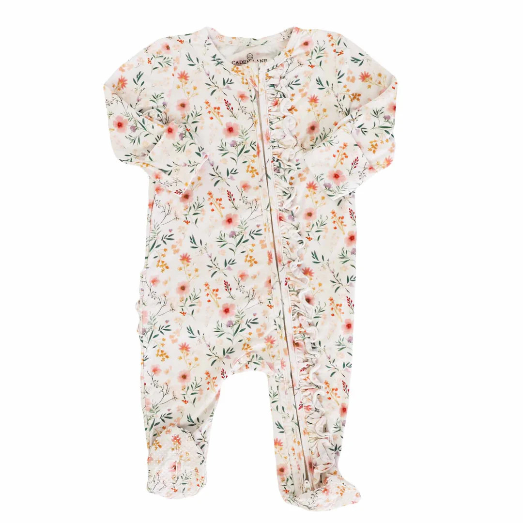 Girl Ruffle Zipper Footies | Best Sellers | Caden Lane