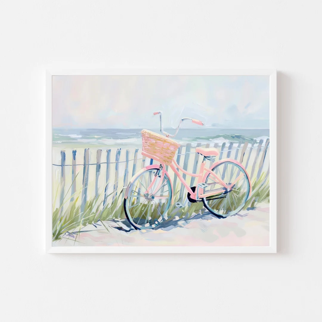 Pink Beach Cruiser Print: Pastel Coastal Seascape (digital Download) - Etsy | Etsy (US)