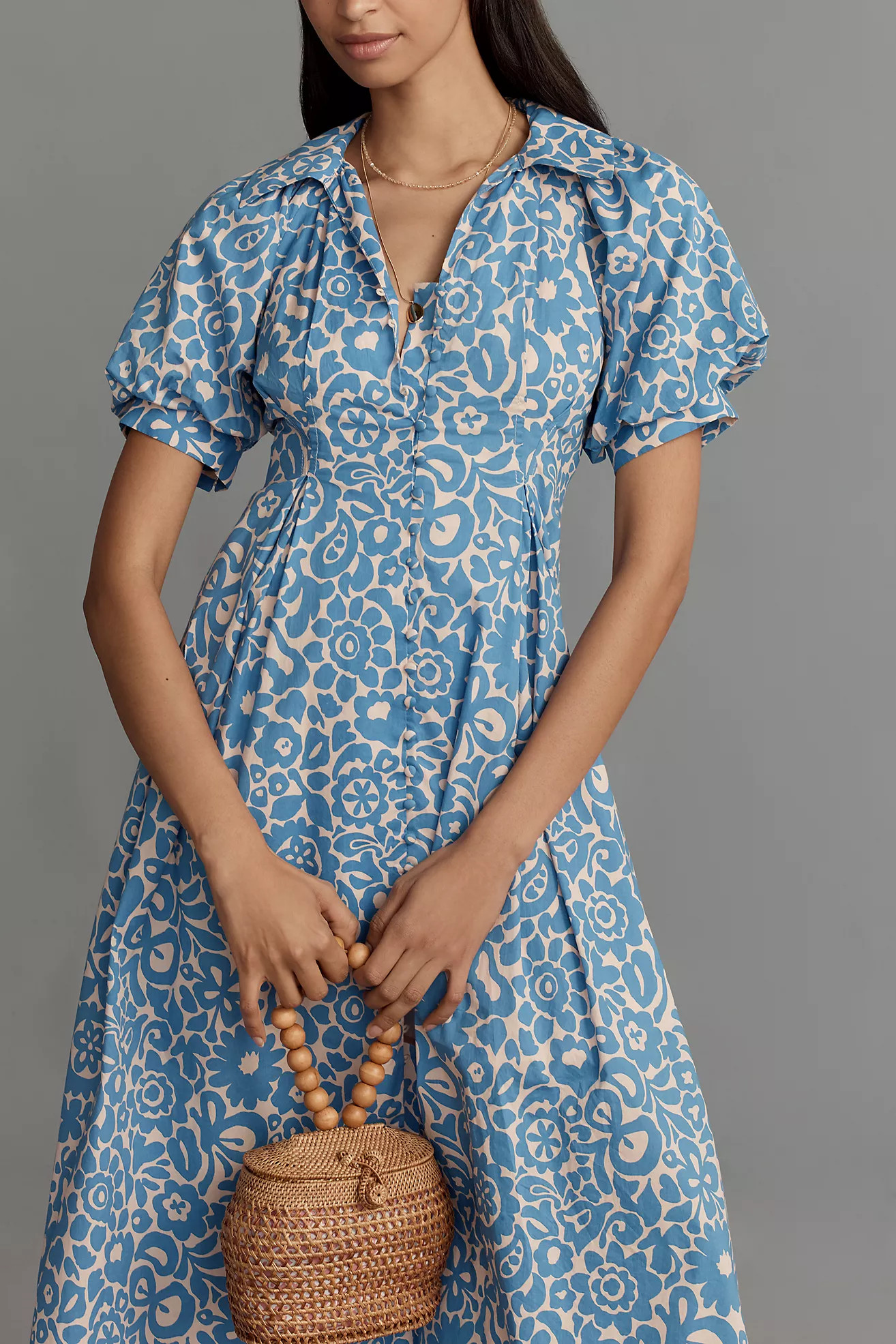 English Factory Short-Sleeve A-Line Midi Shirt Dress | Anthropologie (US)