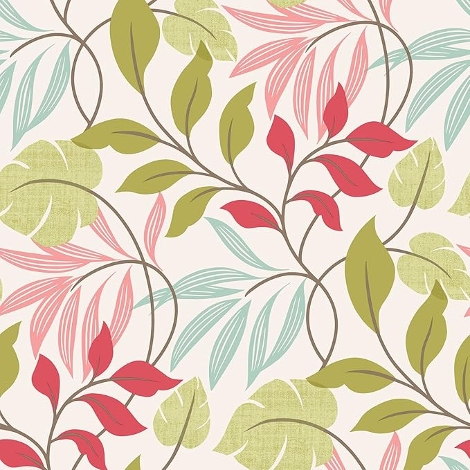 2535-20629 Eden Modern Leaf Trail Wallpaper, Pink | Amazon (US)