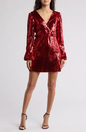 Long Sleeve Sequin Minidress | Nordstrom Rack