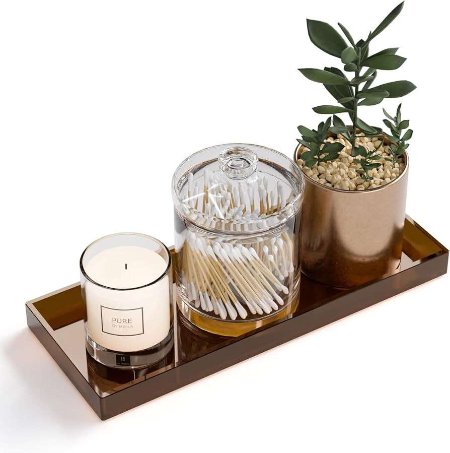 11" x 4.3" Bathroom Vanity Tray Acrylic Decorative Counter Organizer for Soap Dispenser, Perfume,... | Amazon (US)