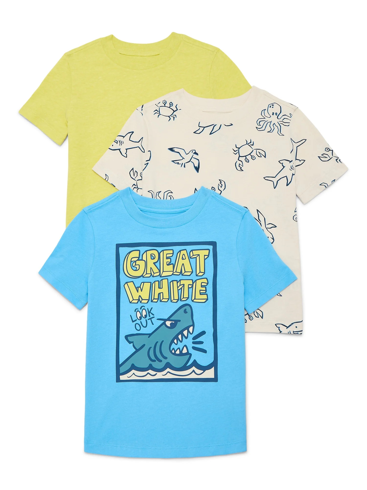 Wonder Nation Little Boys Multipack Short Sleeve Tees, 3-Pack, Sizes 4-10 | Walmart (US)