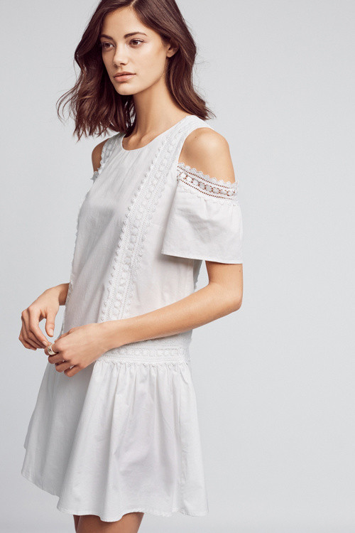 Open-Shoulder Poplin Dress | Anthropologie (US)
