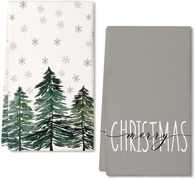 ARKENY Christmas Dish Towels for Christmas Decor Green Xmas Tree Kitchen Towels 18x26 Inch Noel G... | Amazon (US)