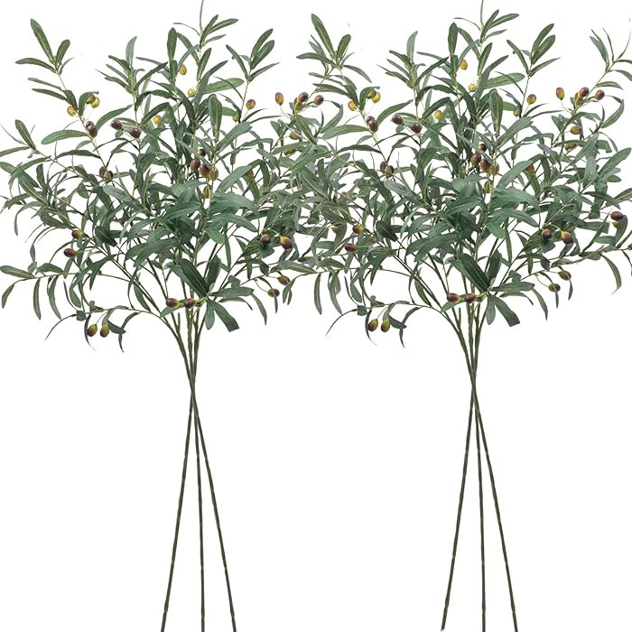 SHACOS 6 PCS Fake Olive Branches for Vases 39" Tall Long Greenery Stems Faux Olive Tree Branches ... | Amazon (US)