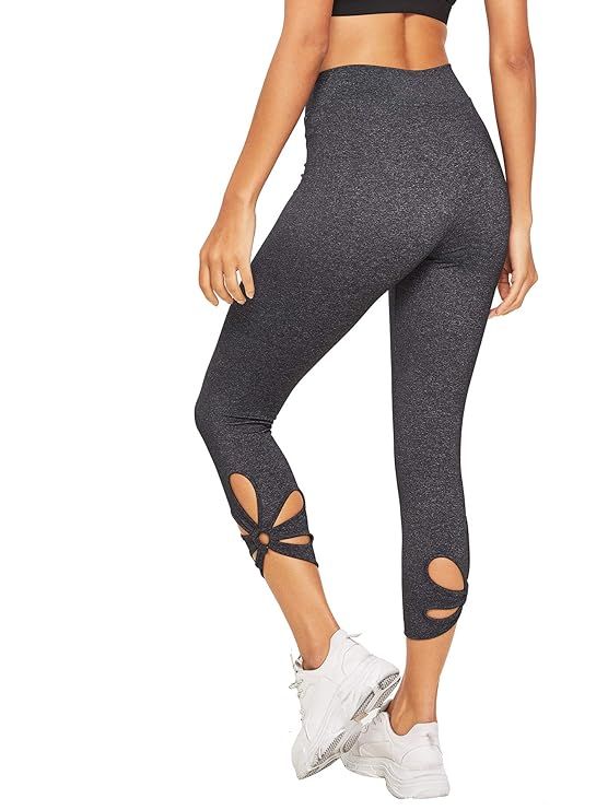 SweatyRocks Women's Mesh Panel Capri Leggings Workout Yoga Running Crop Pants | Amazon (US)
