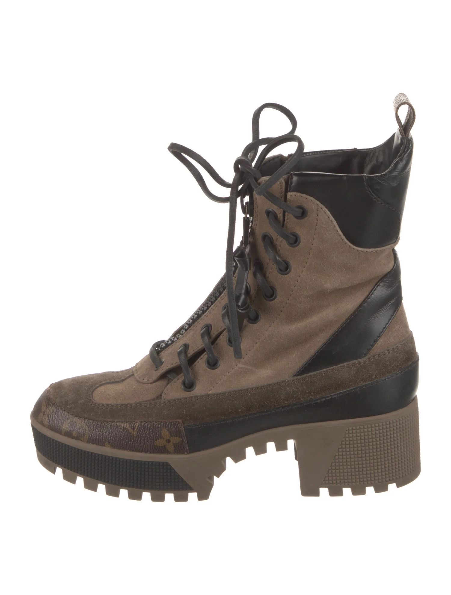 LV Monogram Suede Combat Boots | The RealReal