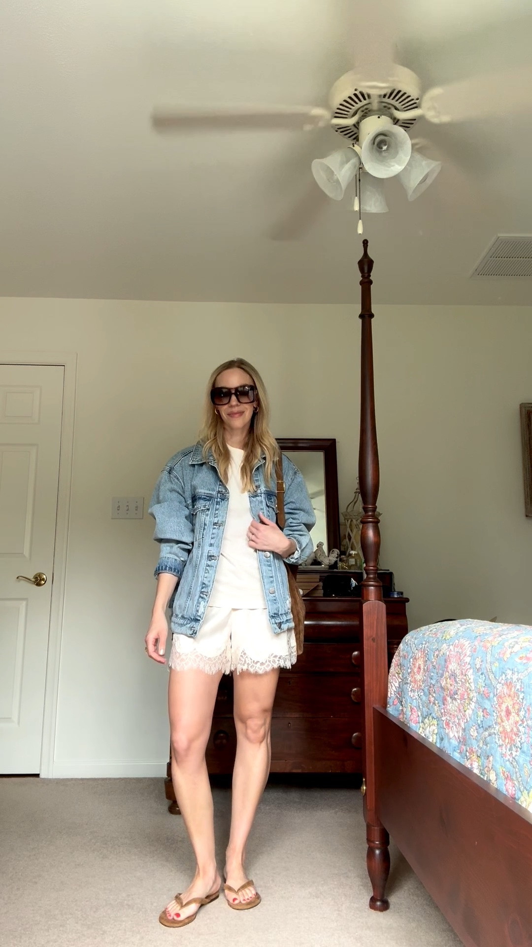 Summer to fall outfit with lace shorts, oversized denim jacket and suede accessories

#LTKOver40 #LTKSeasonal #LTKSaleAlert