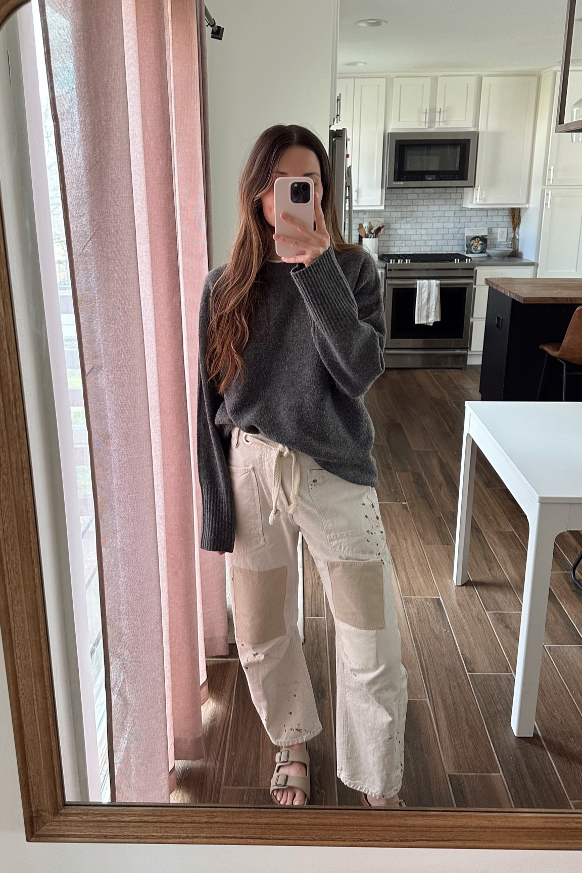 white tee, tts, such a good basic
-sized up to medium in sweater for oversized fit 
-jeans are so comfy, could size down 
- sandals tts 

Spring outfit 

#LTKSeasonal