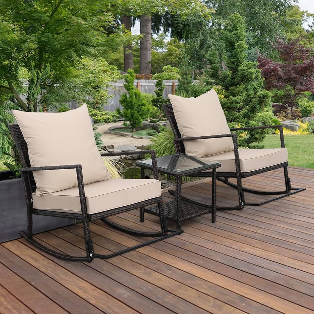 Valita Outdoor Furniture 3 Piece Patio Set Outdoor Rocking Chairs Patio Conversation Sets 2 Patio... | Amazon (US)