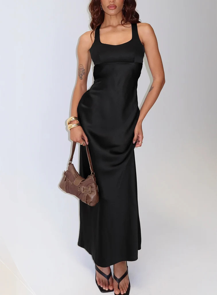Alter Egos Drape Maxi Dress Black | Princess Polly US