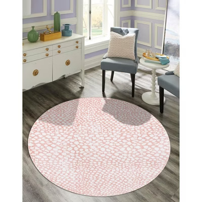 Unique Loom Kamala Washable Collection Area Rug - Animal print (3' 3" Round Rose Pink/Ivory) | Target