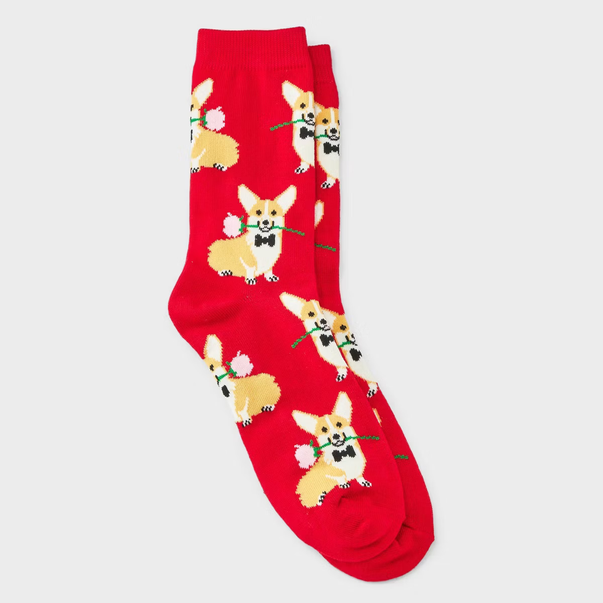 Women's Romantic Corgi Valentine's Day Crew Socks - Red 4-10 | Target