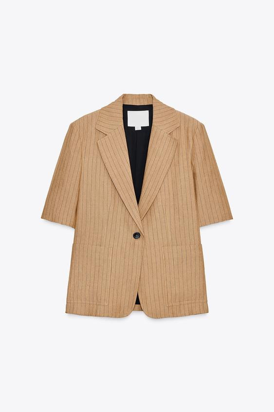 ZW COLLECTION STRIPED LINEN BLEND BLAZER | Zara UK