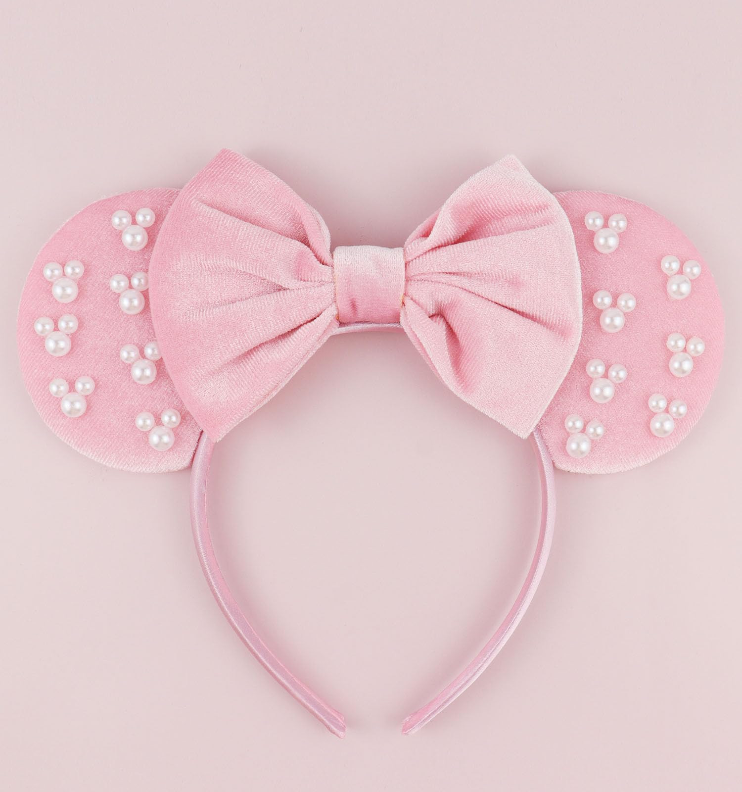 Mouse Ears Headband with Pearl, Princess Pink Velvet Mouse Ears Headbands for Halloween Costume, ... | Amazon (US)
