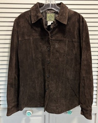 Vintage AMI Brown Long Sleeve Suede Button Up Jacket Size Large Satin Lined | eBay US