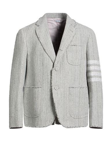 Thom Browne Man Blazer Light grey Size 5 Cotton, Polyester, Synthetic fibers, Polyamide, Wool | YOOX (US)