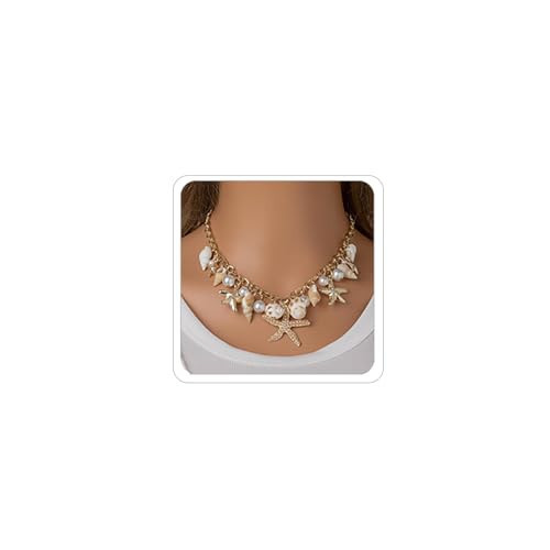 LKingel Gold Starfish Necklaces for Women Sea Shell Necklaces Beach Charm Necklace Shell Beaded Choker Necklace Trendy Summer Jewelry(Gold Single Layer) | Amazon (US)