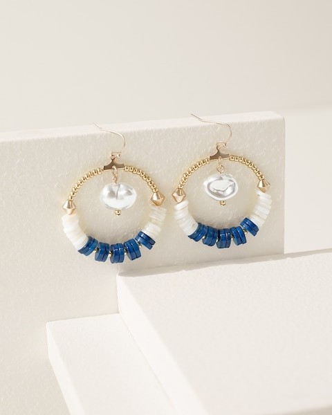 Navy Shell Hoop Earrings | Chico's