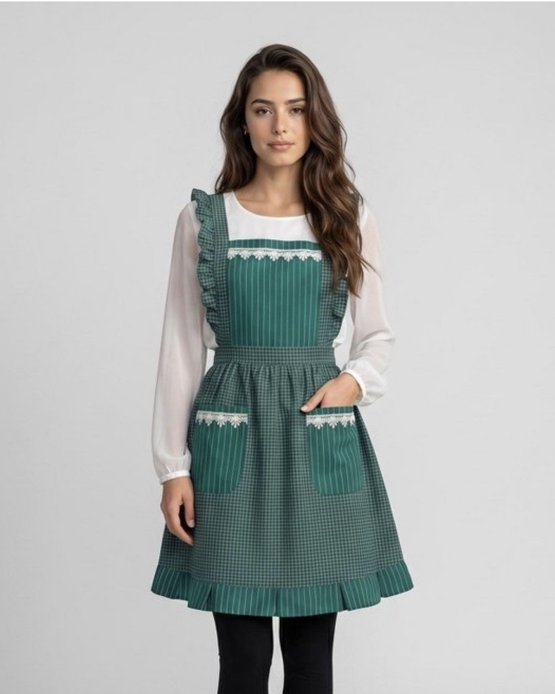 Alilang Lace Trim Check and Stripe Kitchen Apron with Ruffle Strap Bib Dual Front Pockets and Adjustable Waist

#LTKmomlife #LTKHome
