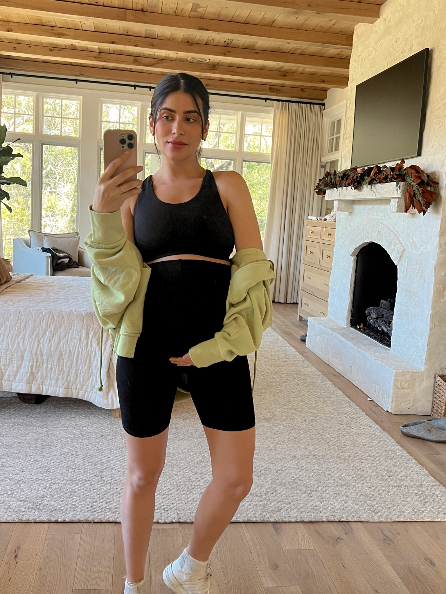 Maternity fitness outfit 
Sweater: levis 
Spandex ASOS shorts 
Shoes are underarmor 


#LTKfit #LTKFind #LTKbump