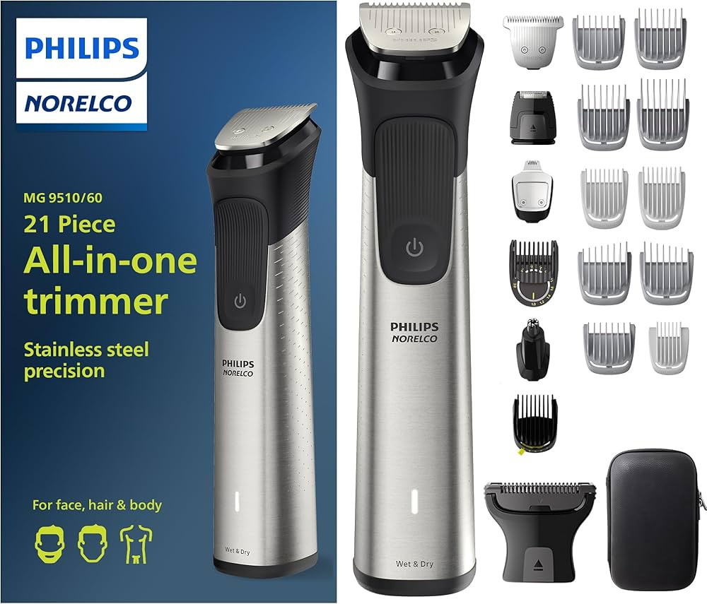 Philips Norelco Multigroom Series 9000 - 21 piece Men's Grooming Kit for beard, body, face, nose,... | Amazon (US)