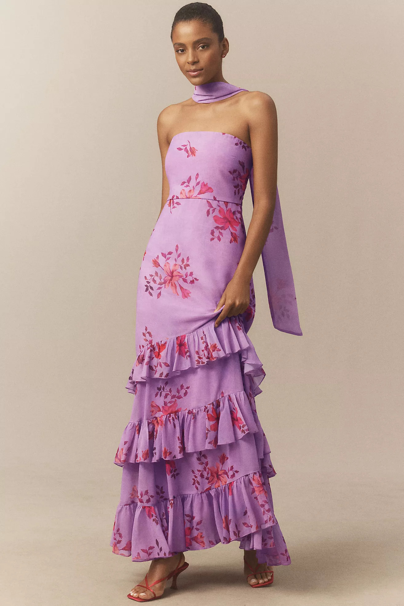 BHLDN Molly Strapless Chiffon Scarf Maxi Dress | Anthropologie (US)