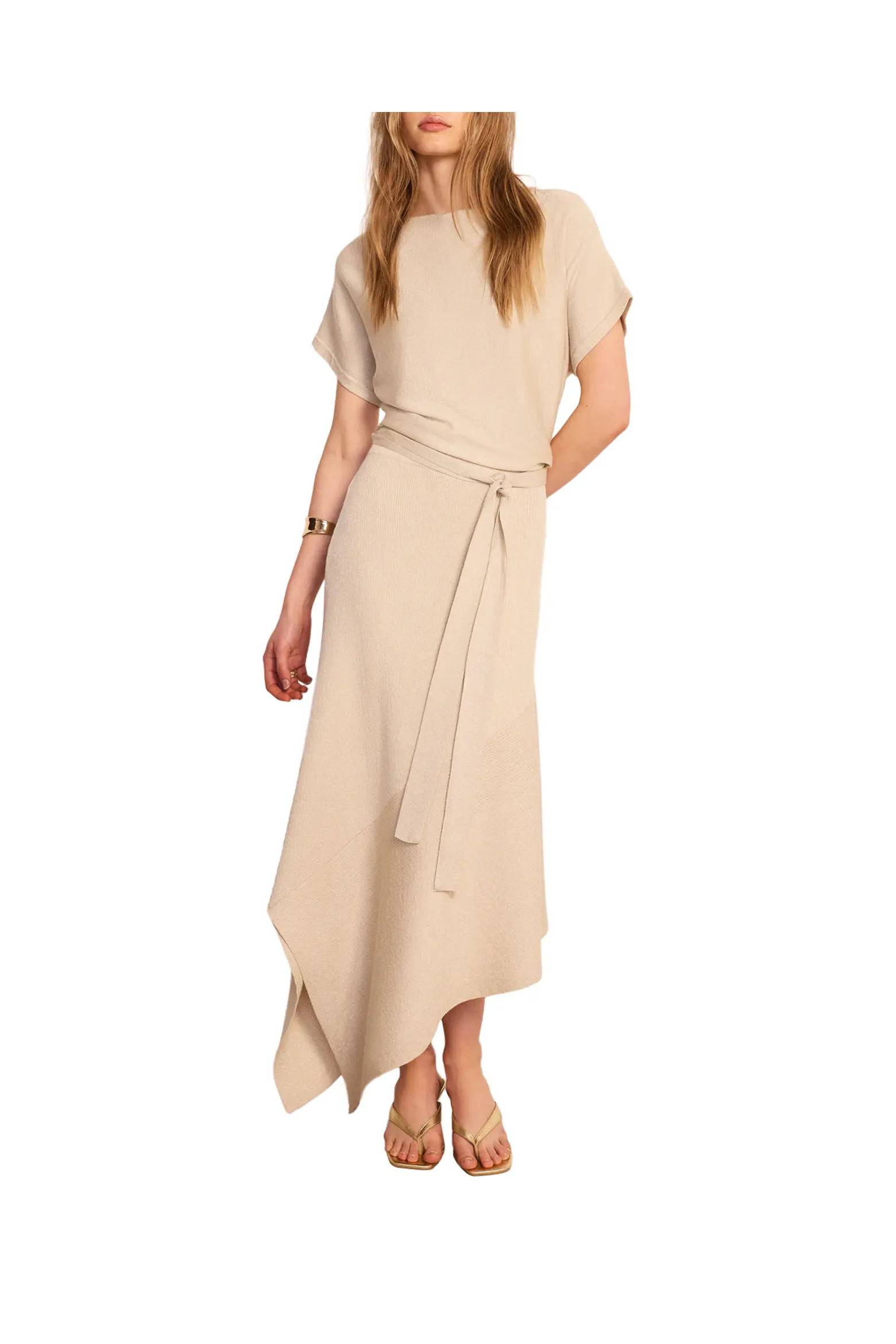 MINT VELVET Metallic Asymmetric Knit Midi Dress (Women) | Nordstrom | Nordstrom