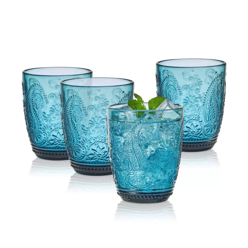 Maddi Rocks Double Old Fashioned, Set of 4, Indigo | Belk
