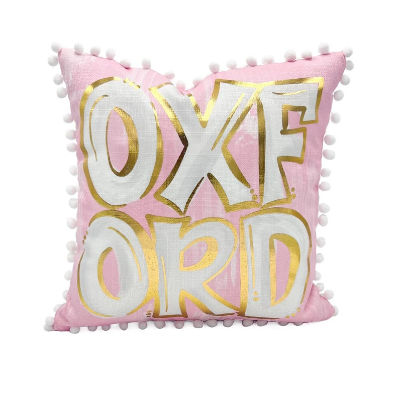 Light Pink OXFORD Pillow Gold Foil Oxford Pillow Pom Pom Pillow 1087 - Etsy | Etsy (US)