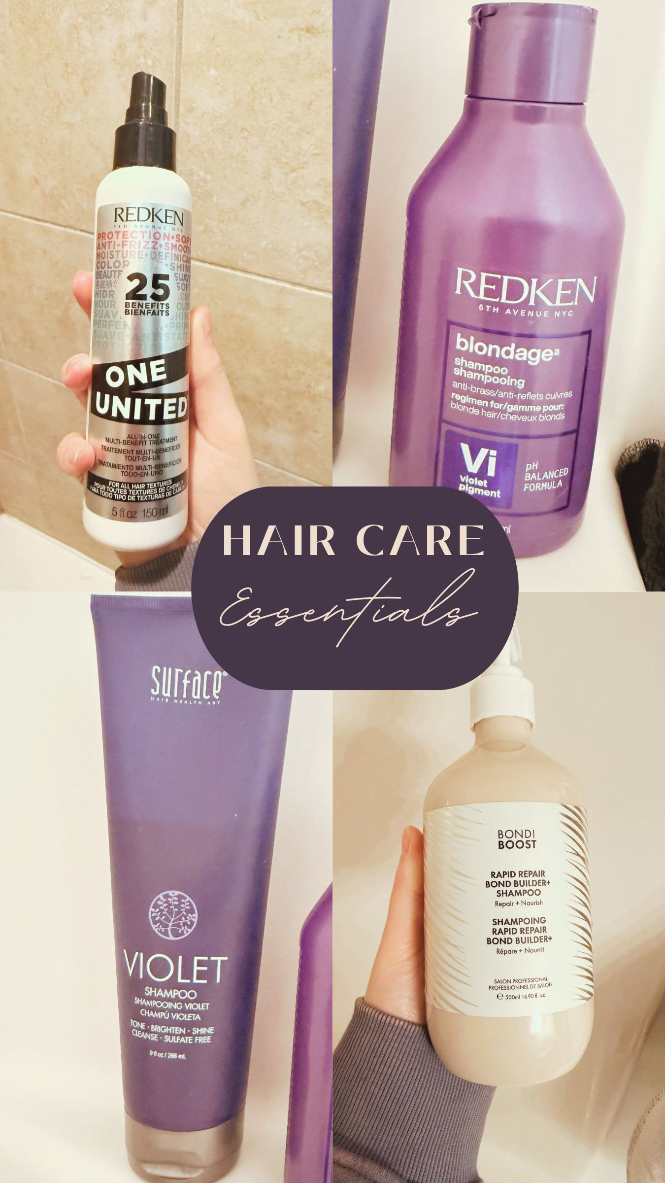 My hair care essentials! LOVE all of these products sm!
-redken shampoo, redken one united, bondi boost conditioner, surface purple shampoo 

 

#LTKmorningroutine #LTKselfcare #LTKBeauty