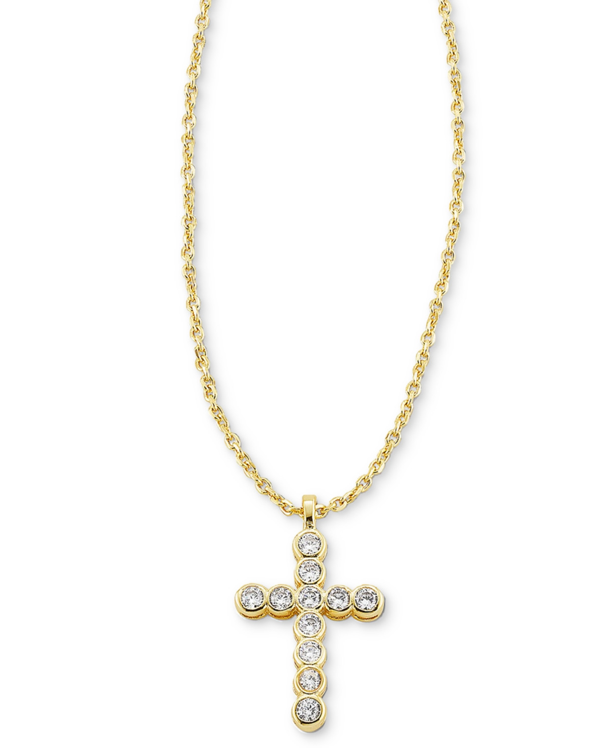 Kendra Scott Gold-Tone Cross Crystal 19" Pendant Necklace - Gold White | Macy's