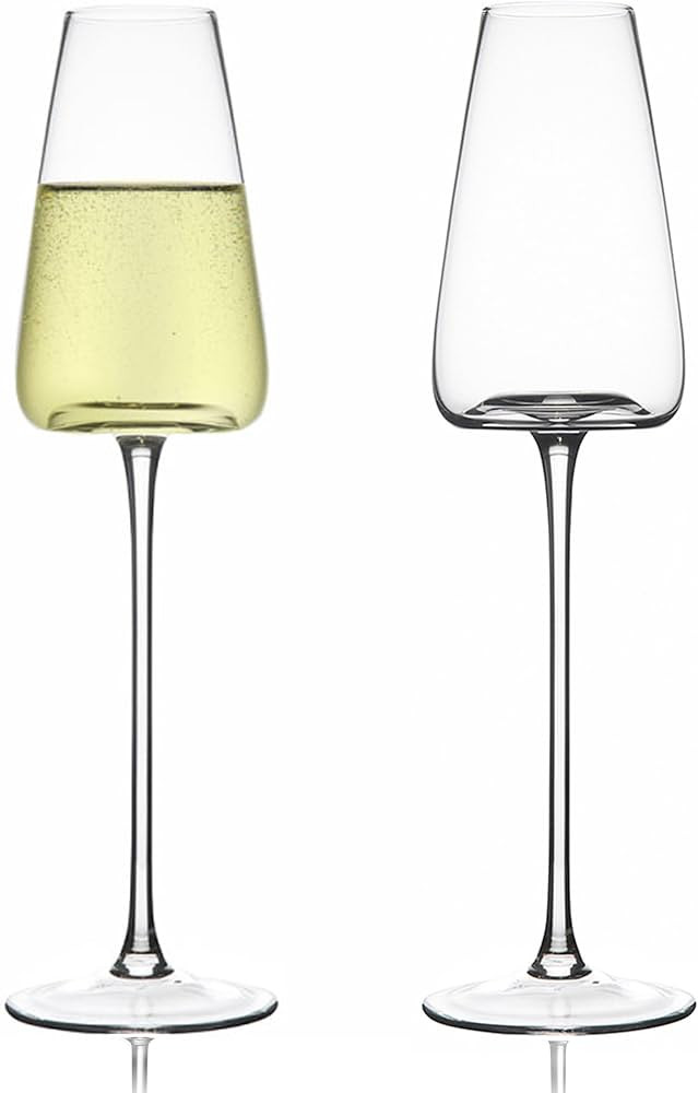 Champagne Glasses Set of 2. 21 oz (280 ml.) | Elegant Hand blown White Wine Glasses | Lead-free P... | Amazon (US)
