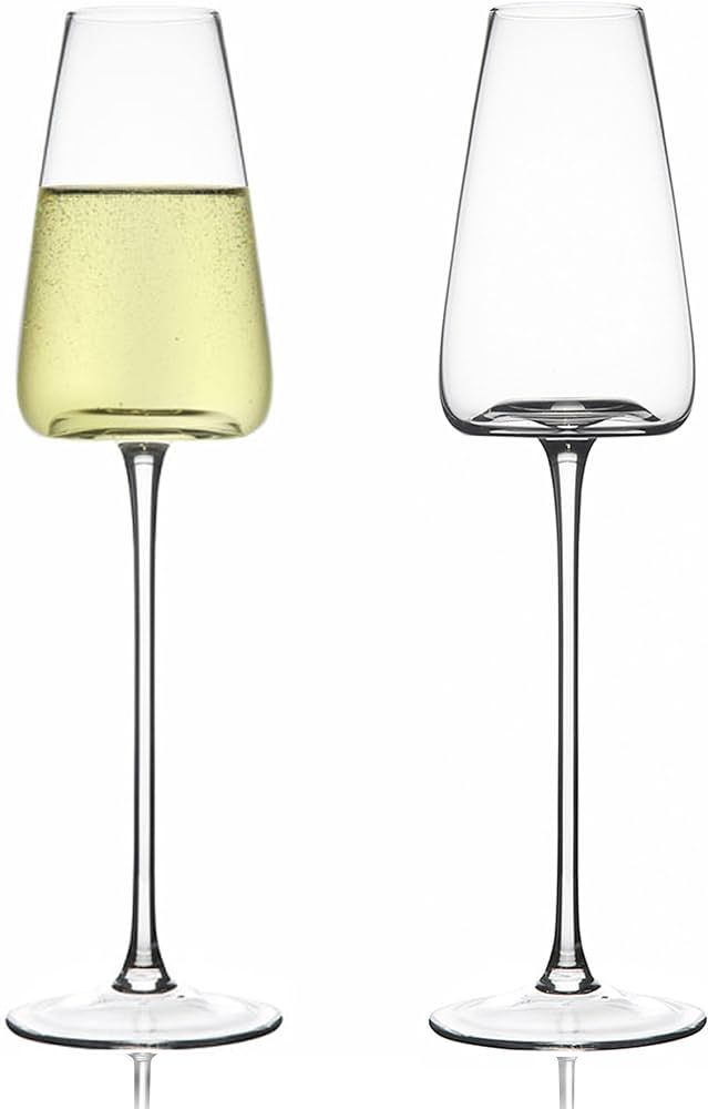 Champagne Glasses Set of 2. 21 oz (280 ml.) | Elegant Hand blown White Wine Glasses | Lead-free P... | Amazon (US)