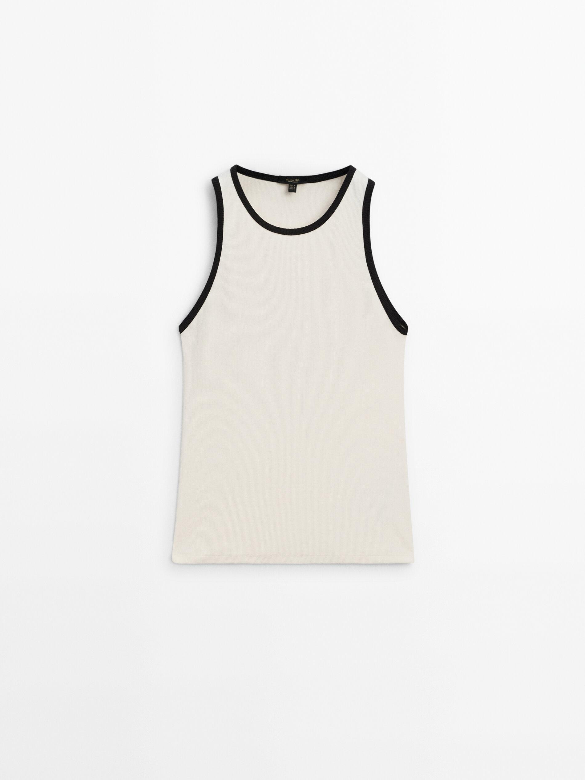 Contrast ribbed top | Massimo Dutti US