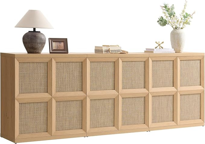 VividVibe Sideboard Buffet Cabinet with Storage, 94.35”Large Boho Credenza with 6 Doors, Coffee... | Amazon (US)