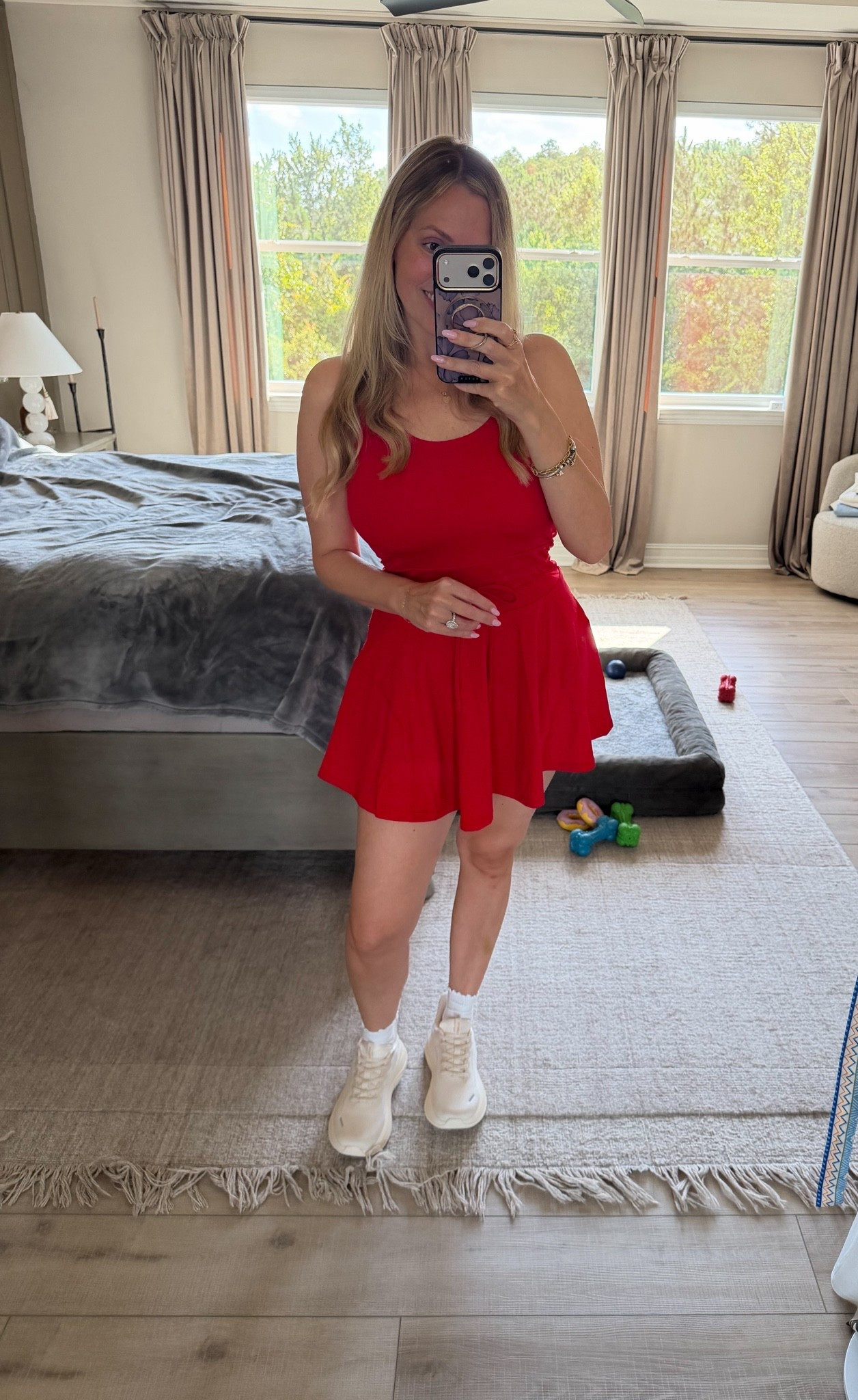 Head to toe Amazon! This athletic dress is amazing quality. Comes in tons of colors! Very flattering fit! I love the built-in shorts. ￼

#LTKootd