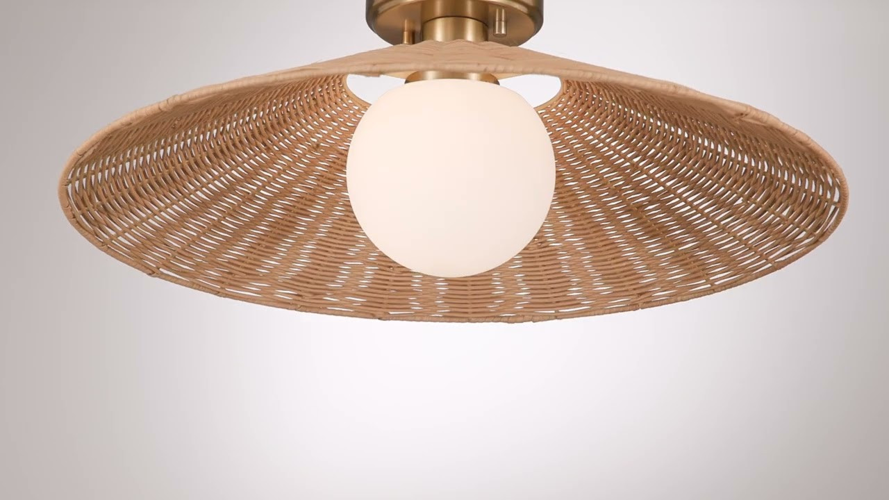 Possini Euro Gavin 22 3/4" Wide Brass and Rattan Ceiling Light | Lamps Plus
