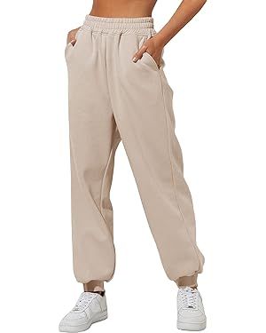 AUTOMET Women’s Lounge Baggy Cinch Bottom Sweatpants Joggers High Waist Pants | Amazon (US)