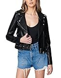 [BLANKNYC] womens Vegan Leather Belted Moto , Stylish Coat & Designer Clothing Jacket, Black, X-Smal | Amazon (US)