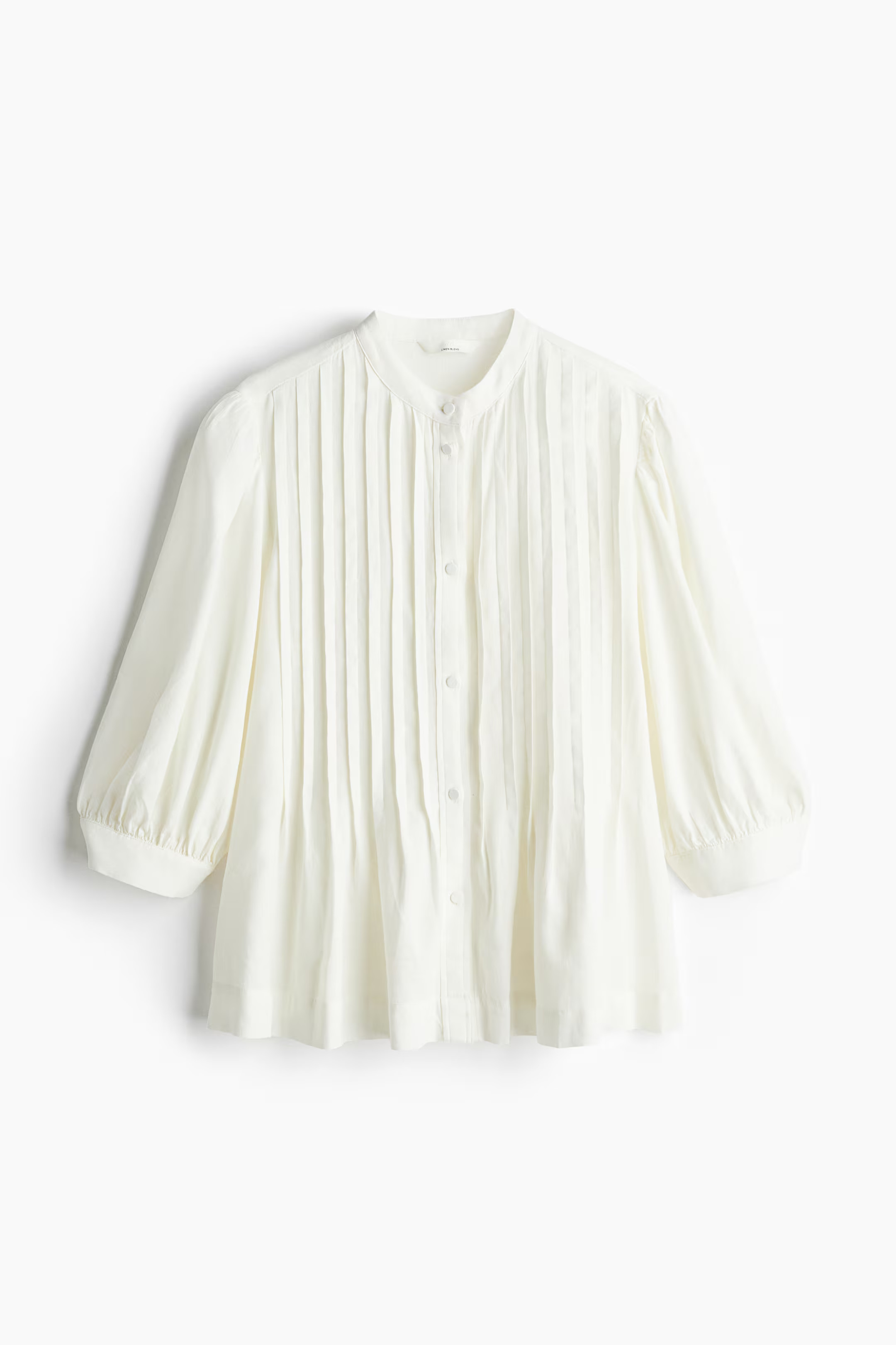 Blusa en mezcla de lino con jaretas - Blanco - MUJER | H&M ES | H&M (FR, IT, ES, PT, BE)