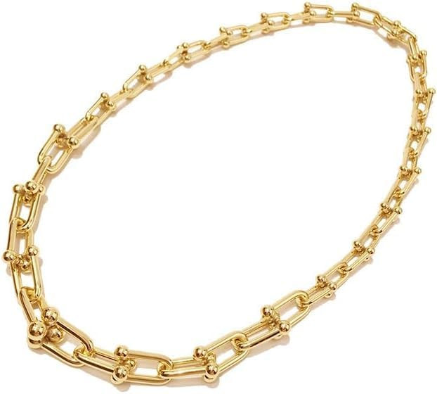 MysticNook Alloy Necklaces For Men And Women, Exquisite Thick Chain Link Paper Clip Jewelry, Hors... | Amazon (US)