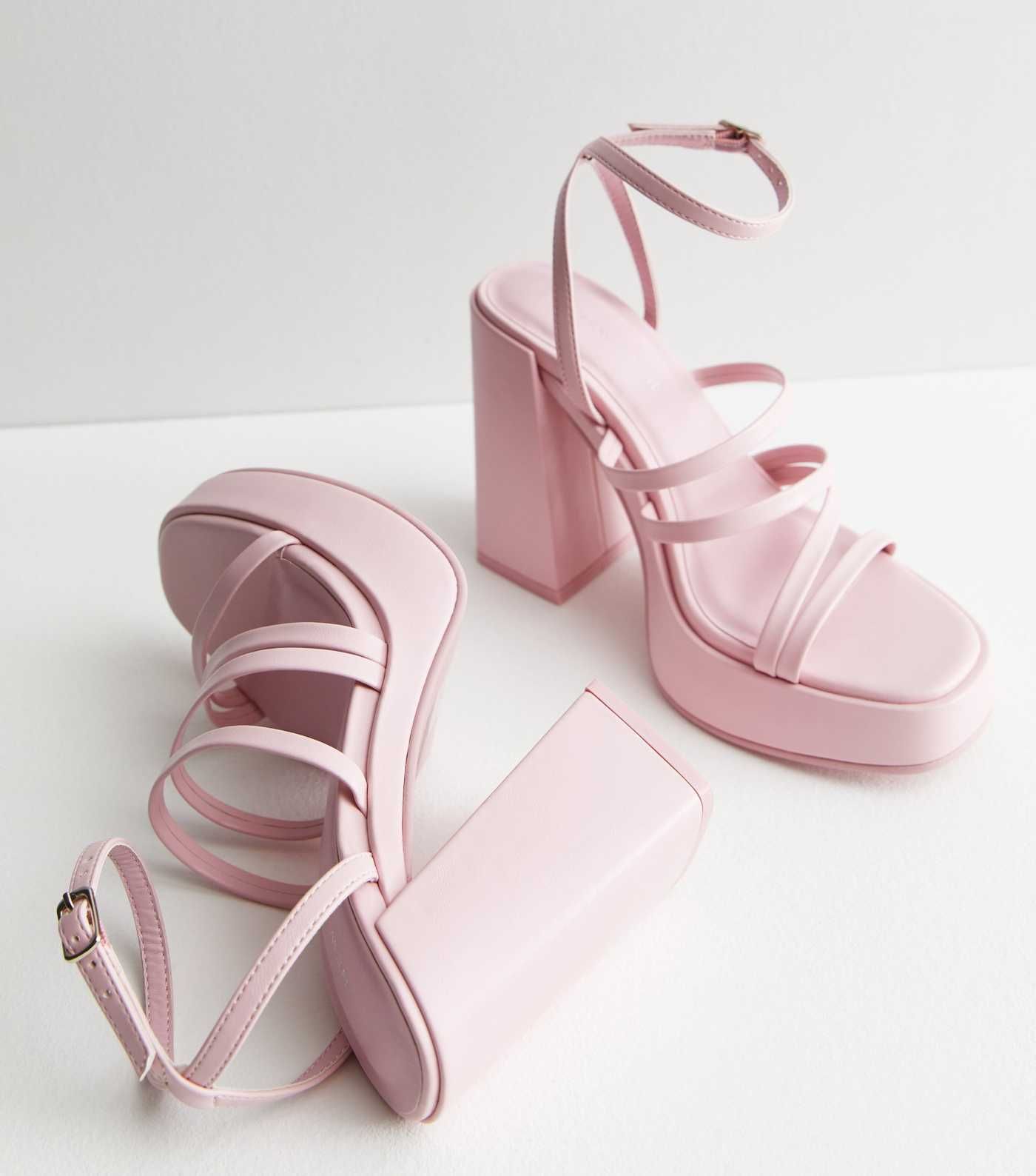 Pink Leather-Look Strappy Platform Block Heel Sandals
						
						Add to Saved Items
						Remov... | New Look (UK)