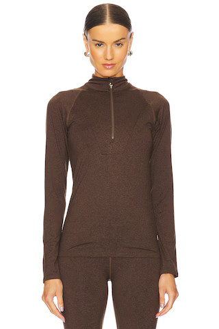 Varley Always Warm Base Layer Top in Deep Chocolate Marl from Revolve.com | Revolve Clothing (Global)