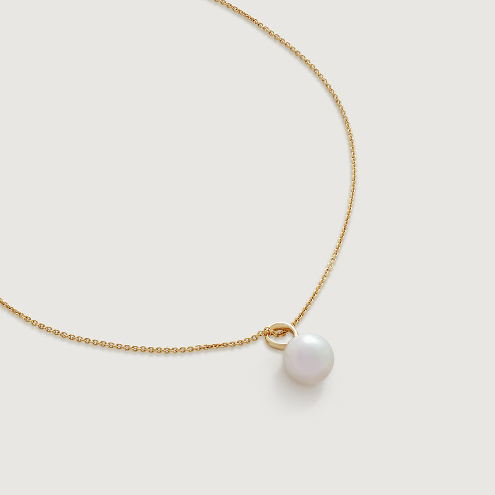 Nura Round Pearl Fine Chain Necklace | Monica Vinader (US)