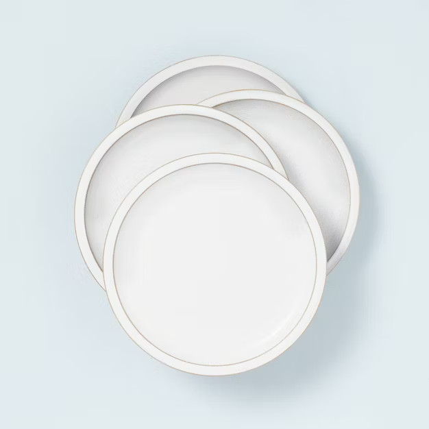 4pk Modern Rim Stoneware Salad Plate Set Matte Sour Cream - Hearth & Hand™ with Magnolia | Target