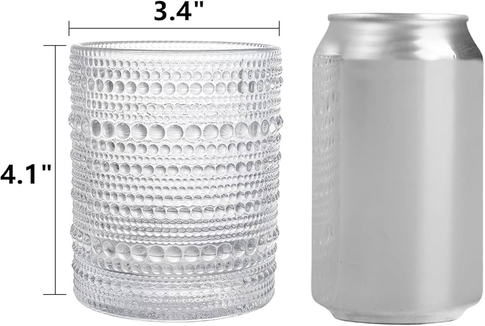 ZOOFOX Set of 6 Romantic Water Glasses, 12 oz Hobnail Glasses Tumbler, Clear Embossed Vintage Gla... | Amazon (US)